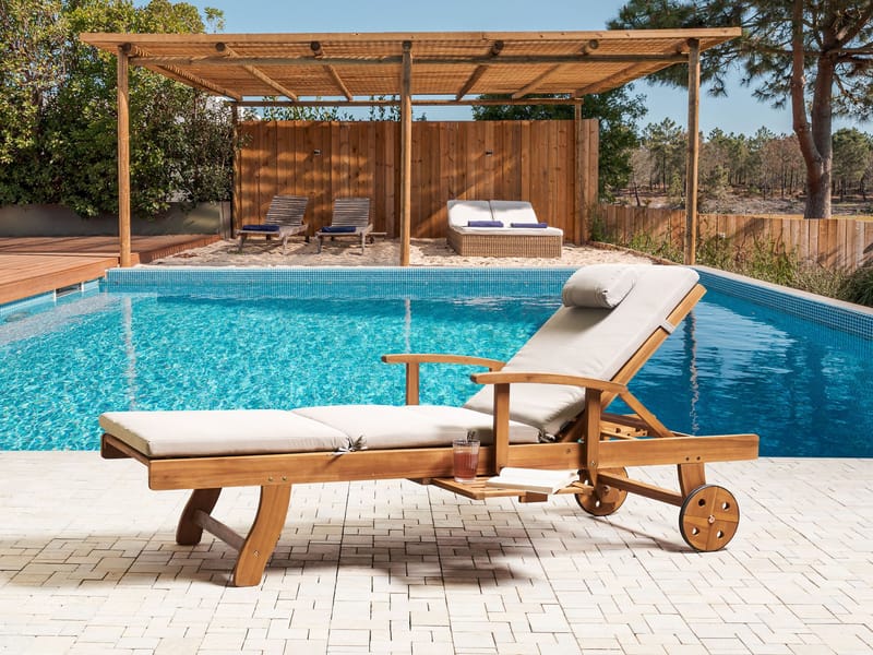 Solstol utomhus med Dyna Java Premium Akaciaträ - Brun/Ljusbeige - Utemöbler & utemiljö - Utestol & trädgårdsstol - Solsäng & solvagn