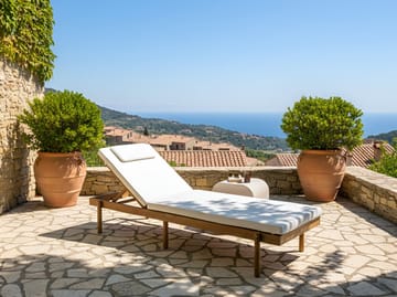 Solstol utomhus med Dyna Marcetelli Akaciaträ - Brun/Vit - Utemöbler & utemiljö - Utestol & trädgårdsstol - Solsäng & solvagn