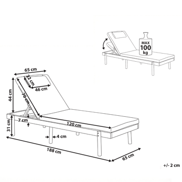 Solstol utomhus med Dyna Marcetelli Akaciaträ - Brun/Vit - Utemöbler & utemiljö - Utestol & trädgårdsstol - Solsäng & solvagn