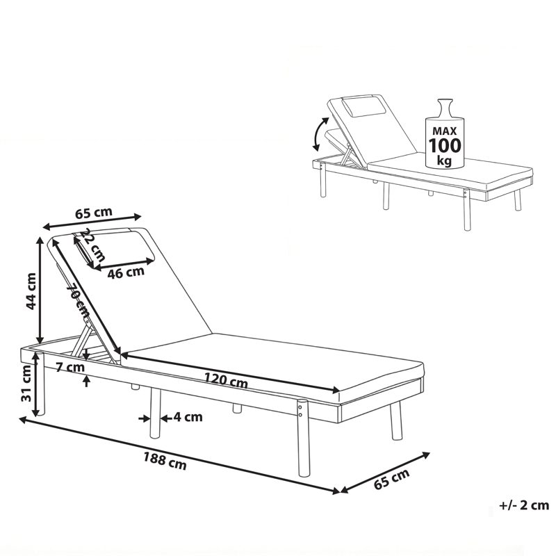 Solstol utomhus med Dyna Marcetelli Akaciaträ - Brun/Vit - Utemöbler & utemiljö - Utestol & trädgårdsstol - Solsäng & solvagn