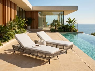 Solstol utomhus med Dyna Zeri Konstrotting - Beige - Utemöbler & utemiljö - Utestol & trädgårdsstol - Solsäng & solvagn