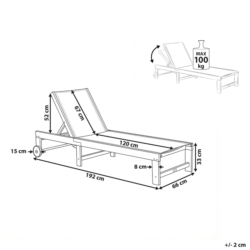 Solstol utomhus Pedesina Akaciaträ - Brun/Beige - Utemöbler & utemiljö - Utestol & trädgårdsstol - Solsäng & solvagn