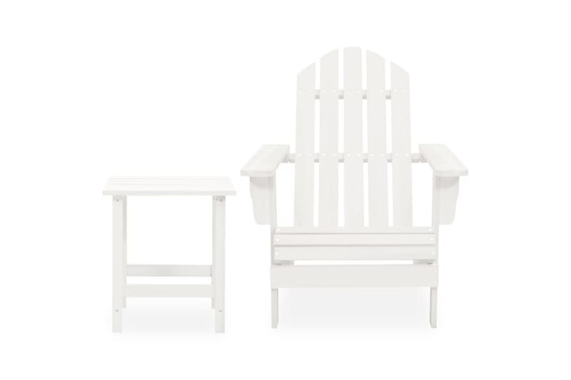 Adirondackstol med bord massivt granträ vit - Vit - Däckstol
