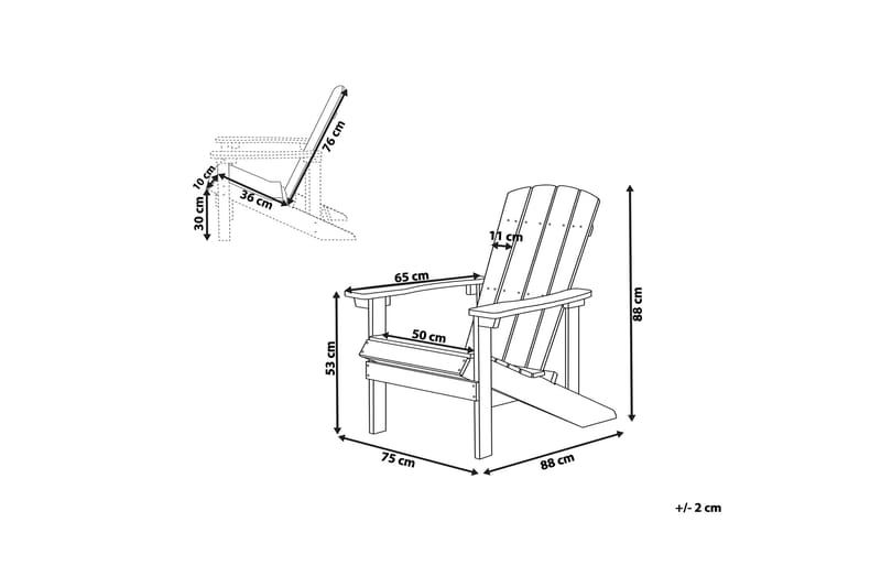 Däckstol Adirondack 88|75|88 cm - Grå - Utemöbler & utemiljö - Utestol & trädgårdsstol - Solstol - Däckstol