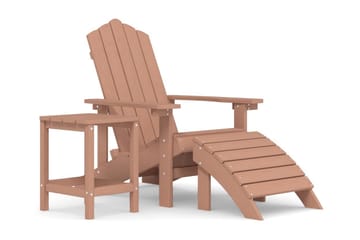 Däckstol för trädgården med pall och bord HDPE brun