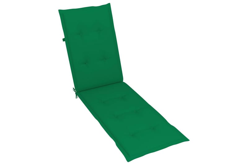 Däckstol med fotstöd och dyna massivt akaciaträ - Grön - Däckstol