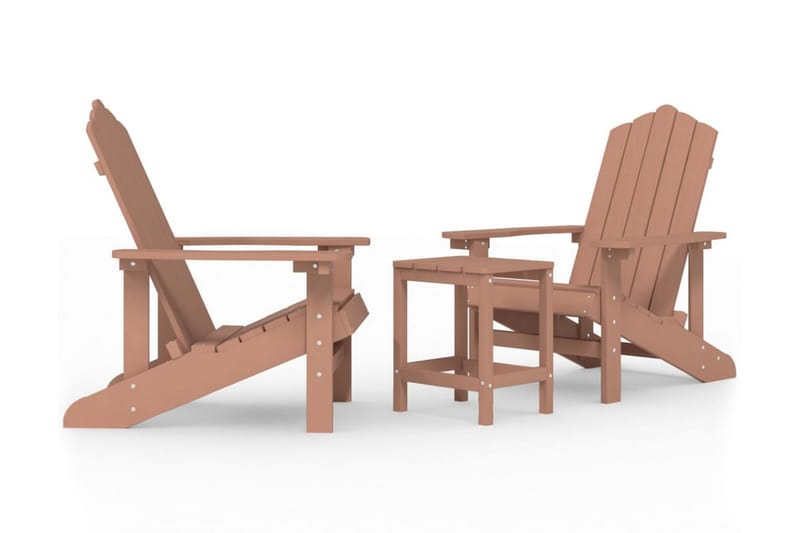 Däckstolar för trädgården med bord HDPE brun - Brun - Däckstol