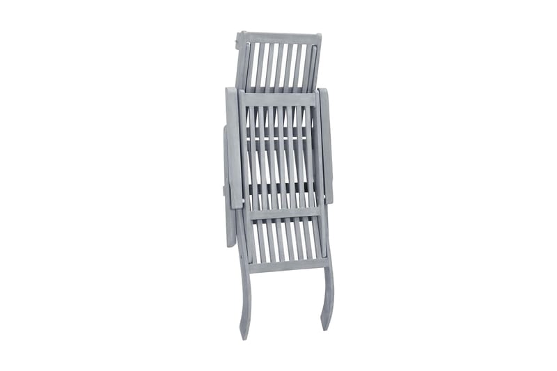 Däckstol med fotstöd grå kalkfinish massivt akaciaträ - Grå - Däckstol