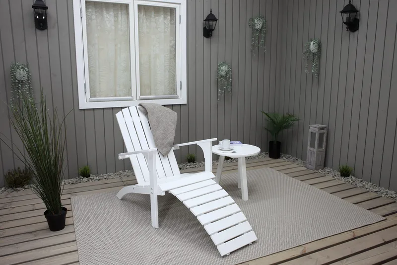 Rolston Däckstol med Fotpall - Vit - Utemöbler & utemiljö - Utestol & trädgårdsstol - Solstol - Däckstol