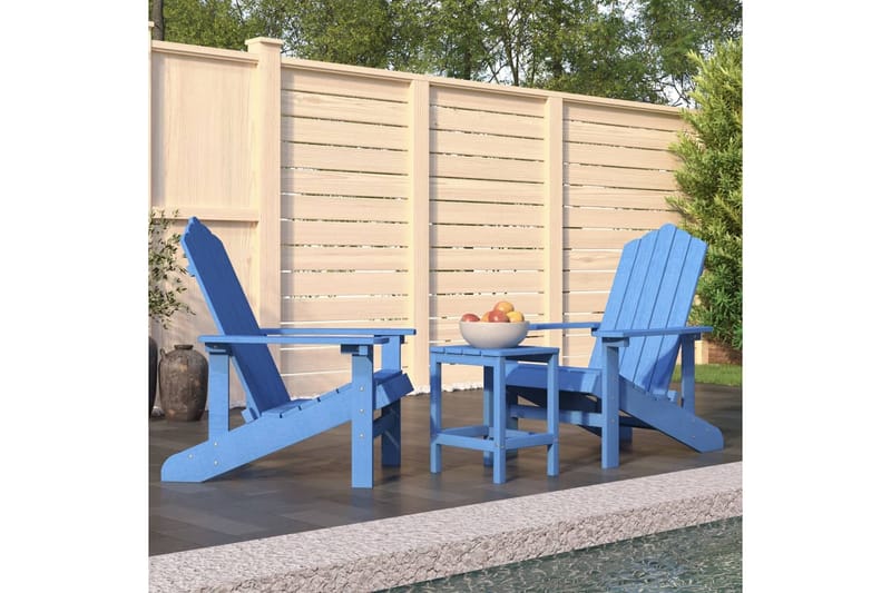Däckstolar för trädgården med bord HDPE aquablå - Blå - Däckstol