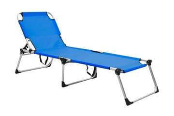 Extra hög solstol för seniorer hopfällbar blå aluminium