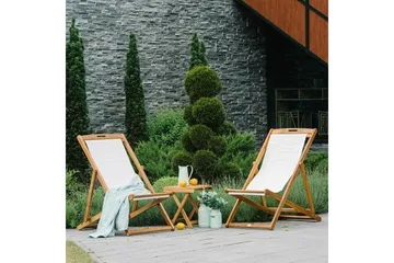 Finlay Solstol - Akacia/Vit - Utemöbler & utemiljö - Utestol & trädgårdsstol - Solstol