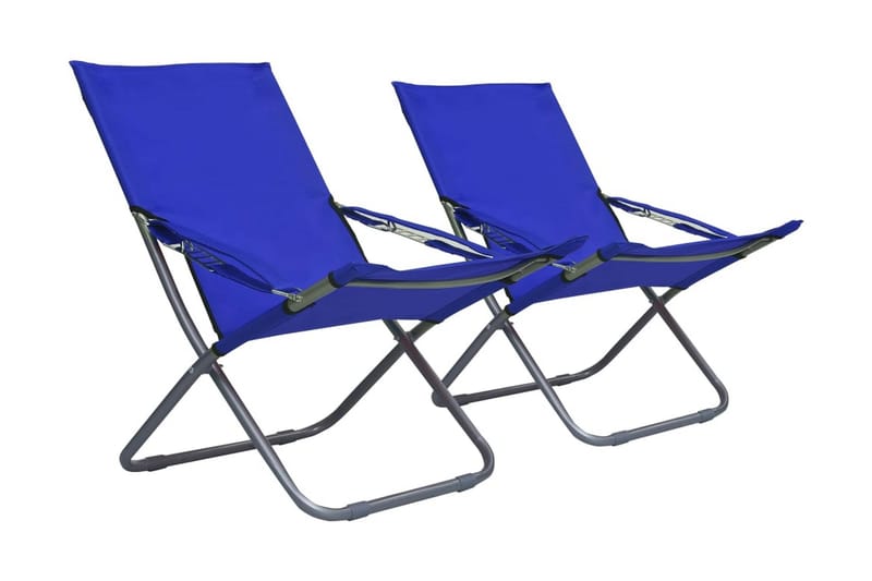 Hopfällbara strandstolar 2 st tyg blå - Blå - Balkongstol - Strandstol - Brassestol & campingstol