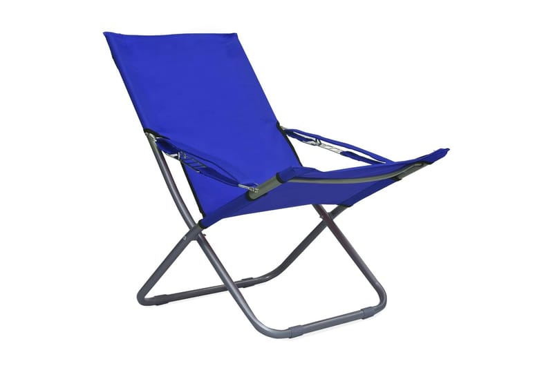Hopfällbara strandstolar 2 st tyg blå - Blå - Brassestol & campingstol - Strandstol - Balkongstol