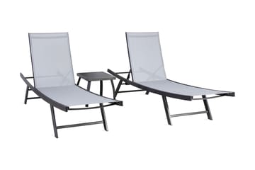Möbelset Ario Sidobord Och 2 Solstolar Grå - Utemöbler & utemiljö - Utestol & trädgårdsstol - Solstol