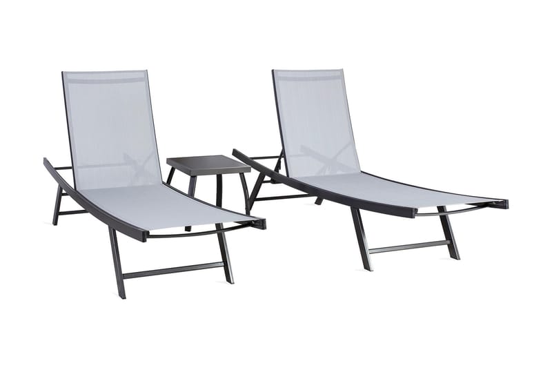 Möbelset Ario Sidobord Och 2 Solstolar Grå - Utemöbler & utemiljö - Utestol & trädgårdsstol - Solstol