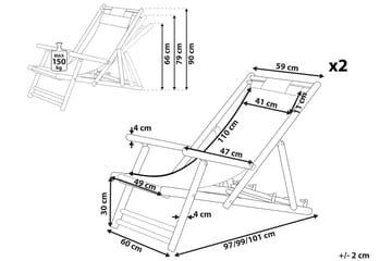 Solstol 2 st ljust trä/beige ATRANI - Trä/natur - Utemöbler & utemiljö - Utestol & trädgårdsstol - Solstol