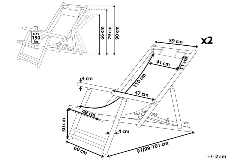 Solstol 2 st ljust trä/beige ATRANI - Trä/natur - Utemöbler & utemiljö - Utestol & trädgårdsstol - Solstol