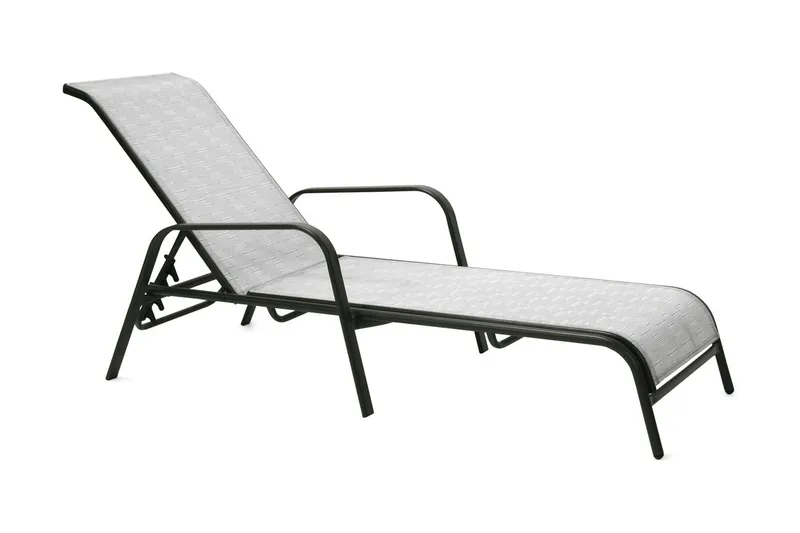 Solstol DUBLIN 161x665xH48/100cm stålram brun, Vit/svart