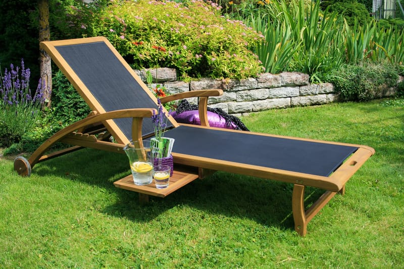 Solstol FRAMTID 200x755xH95cm svart Akacia - Utemöbler & utemiljö - Utestol & trädgårdsstol - Solstol