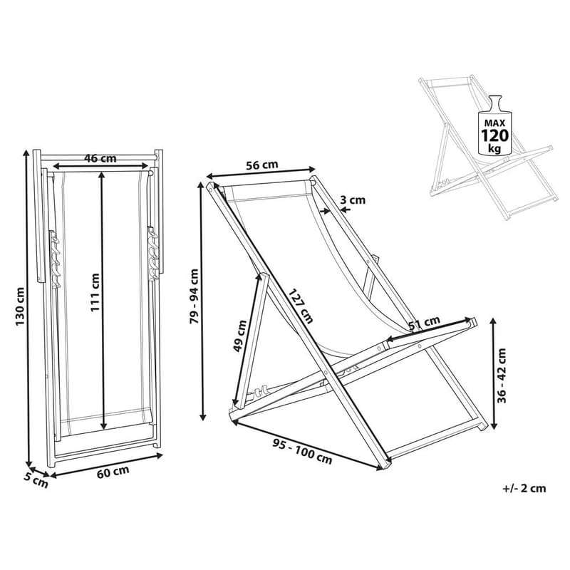 Solstol Locri Ii - Beige, svart - Utemöbler & utemiljö - Utestol & trädgårdsstol - Solstol
