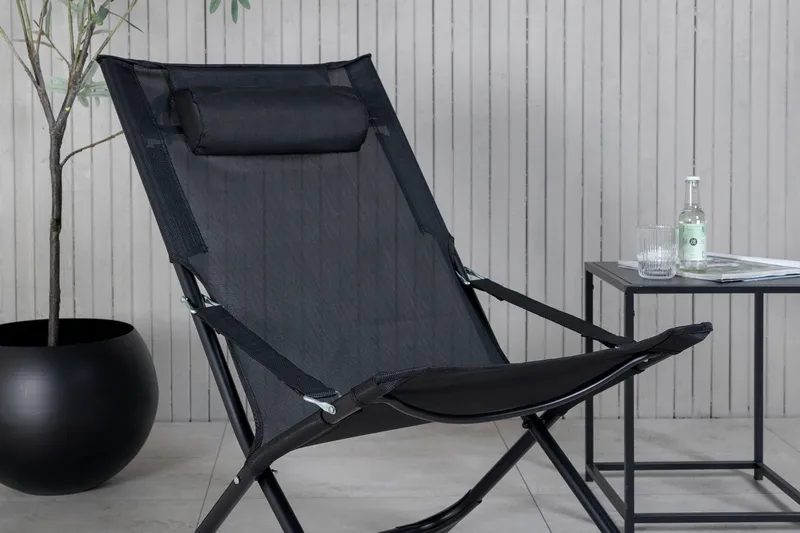 Seville Relaxstol Vikbar med Dyna - Svart - Utemöbler & utemiljö - Utestol & trädgårdsstol - Solstol - Strandstol