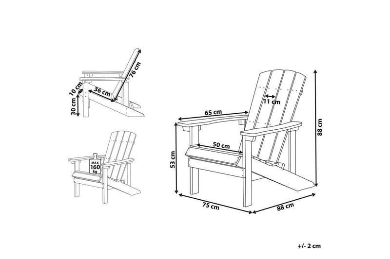 Trädgårdsstol Adirondack - Rosa, 75x88x88 cm - Utemöbler & utemiljö - Utestol & trädgårdsstol - Solstol - Däckstol