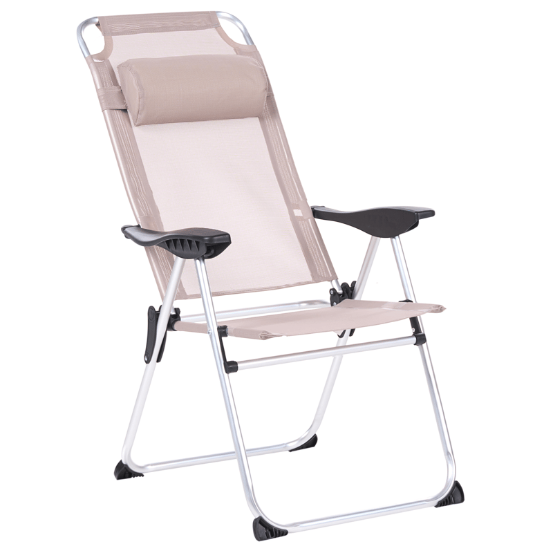 Stol utomhus Asine Aluminum Fällbar - Beige/Svart - Utemöbler & utemiljö - Utestol & trädgårdsstol - Positionsstol