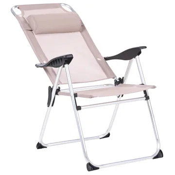 Stol utomhus Asine Aluminum Fällbar - Beige/Svart - Utemöbler & utemiljö - Utestol & trädgårdsstol - Positionsstol