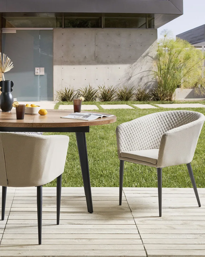 Stol utomhus Curgos - Beige/Svart - Utemöbler & utemiljö - Utestol & trädgårdsstol - Utefåtölj & loungefåtölj