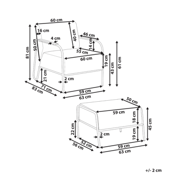 Stol utomhus Nimis med Fotpall - Beige - Utemöbler & utemiljö - Utestol & trädgårdsstol - Utefåtölj & loungefåtölj