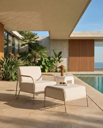 Stol utomhus Nimis med Fotpall - Beige - Utemöbler & utemiljö - Utestol & trädgårdsstol - Utefåtölj & loungefåtölj