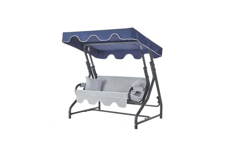 Trädgårdsdubbelgunga Laziuki (170 x 165 x 110 cm) Ljusgrå / Blå, Ljusgrå / Blå