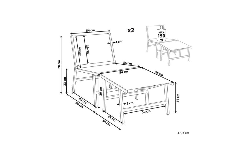 Trädgårdsstol set om 2 Marceddi - Beige, vit - Utemöbler & utemiljö - Utestol & trädgårdsstol - Utefåtölj & loungefåtölj