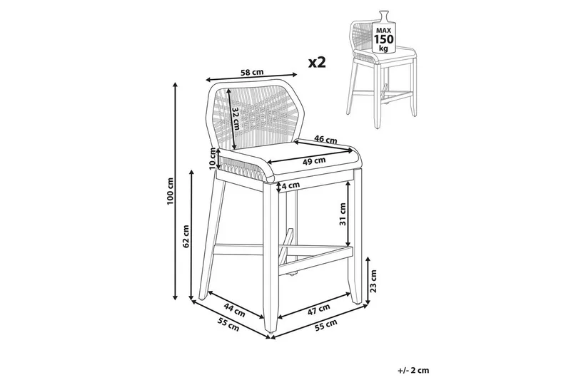 Trädgårdsstol set om 2 Talamone - Utemöbler & utemiljö - Utestol & trädgårdsstol - Barstol utomhus