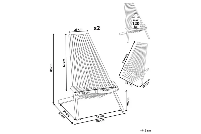 Trädgårdsstolar set om 2 Bellano - Utemöbler & utemiljö - Utestol & trädgårdsstol - Utefåtölj & loungefåtölj