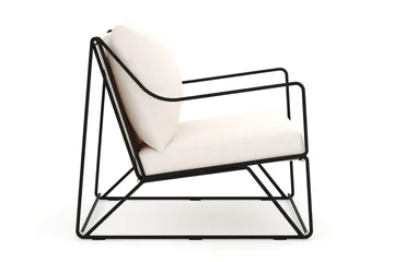 Usteryd loungefåtölj utomhus i järn med vattenavisande dyna i beige - Svart - Utemöbler & utemiljö - Utestol & trädgårdsstol - Utefåtölj & loungefåtölj