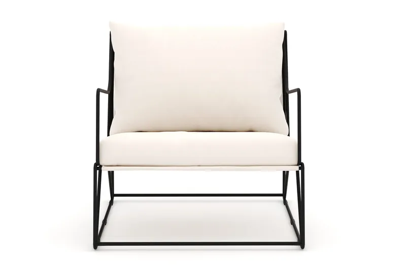 Usteryd loungefåtölj utomhus i järn med vattenavisande dyna i beige - Svart - Utemöbler & utemiljö - Utestol & trädgårdsstol - Utefåtölj & loungefåtölj