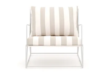 Usteryd loungefåtölj utomhus i järn med vattenavisande randig dyna - Beige / Vit - Utemöbler & utemiljö - Utestol & trädgårdsstol - Utefåtölj & loungefåtölj