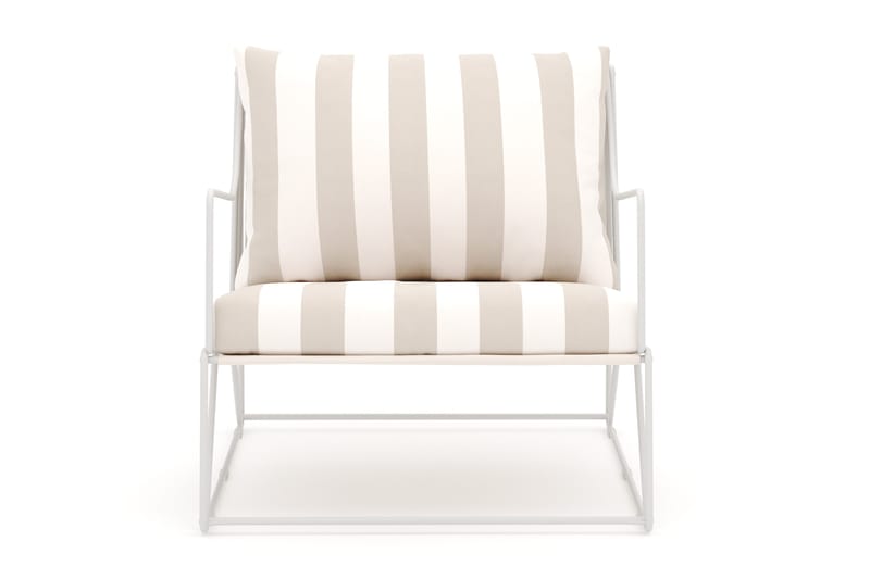 Usteryd loungefåtölj utomhus i järn med vattenavisande randig dyna - Beige / Vit - Utemöbler & utemiljö - Utestol & trädgårdsstol - Utefåtölj & loungefåtölj