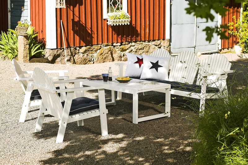 BULLERÖ Lænestol Lav Ryg - vitlaserad furu - Loungestol utomhus - Utefåtölj & loungefåtölj