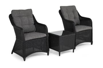 Caféset Marcus med 2 Fåtöljer m Dyna - Svart - Utemöbler & utemiljö - Loungemöbler - Loungestol utomhus