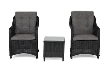 Caféset Marcus med 2 Fåtöljer m Dyna - Svart - Utemöbler & utemiljö - Loungemöbler - Loungestol utomhus