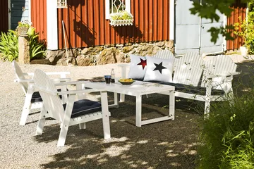 Hillerstorp BULLERÖ Utefåtölj LÅG RYGG VIT FURU - vitlaserad furu - Utemöbler & utemiljö - Utestol & trädgårdsstol - Utefåtölj & loungefåtölj