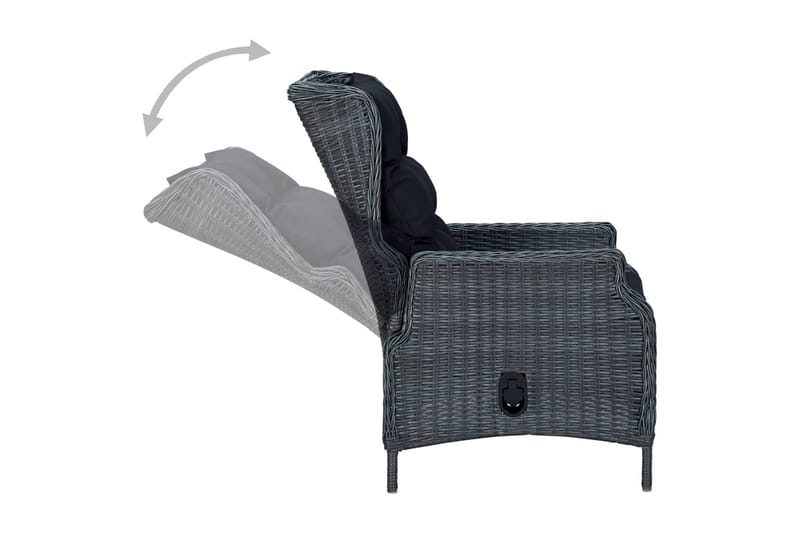 Justerbar trädgårdsstol med dynor konstrotting mörkgrå - Mörkgrå - Utefåtölj & loungefåtölj - Loungestol utomhus
