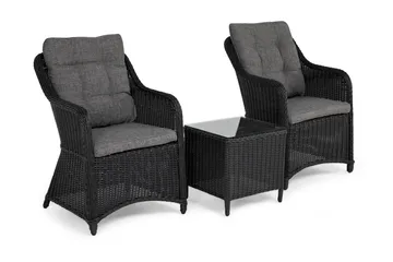 Marcus Caféset med 2 Fåtöljer m Dyna - Svart - Utemöbler & utemiljö - Loungemöbler - Loungestol utomhus