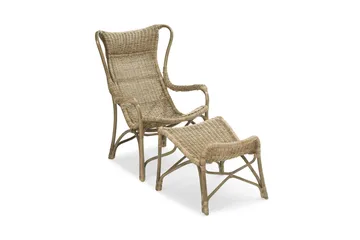 Praktö Fåtölj med Fotpall Naturrotting - Hillerstorp - Utemöbler & utemiljö - Loungemöbler - Loungestol utomhus