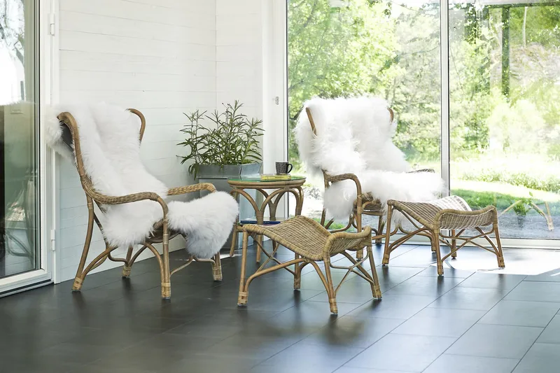 Praktö Fåtölj med Fotpall Naturrotting - Hillerstorp - Utemöbler & utemiljö - Loungemöbler - Loungestol utomhus