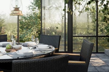 Thor Lyx Utefåtölj med Armledare - Loungefåtölj för Utemöbler i Trä och Konstrotting - Svart / Natur - Utemöbler & utemiljö - Utestol & trädgårdsstol - Utefåtölj & loungefåtölj