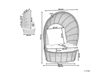 Trädgårdsfåtölj konstrotting natur/vit LIDO - Trä/natur - Utemöbler & utemiljö - Utestol & trädgårdsstol - Utefåtölj & loungefåtölj
